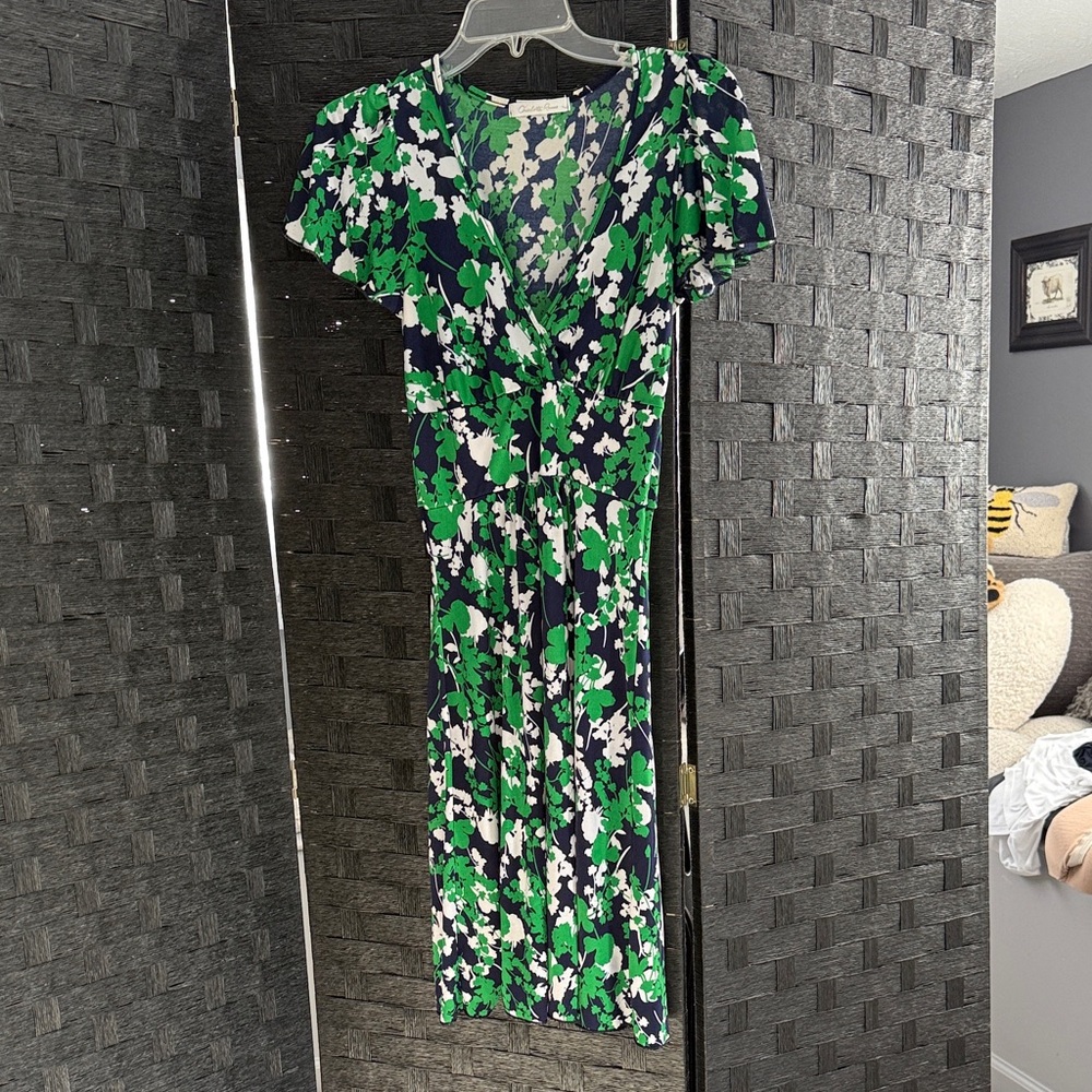 Charlotte Russe Green and Blue Floral Midi Dress